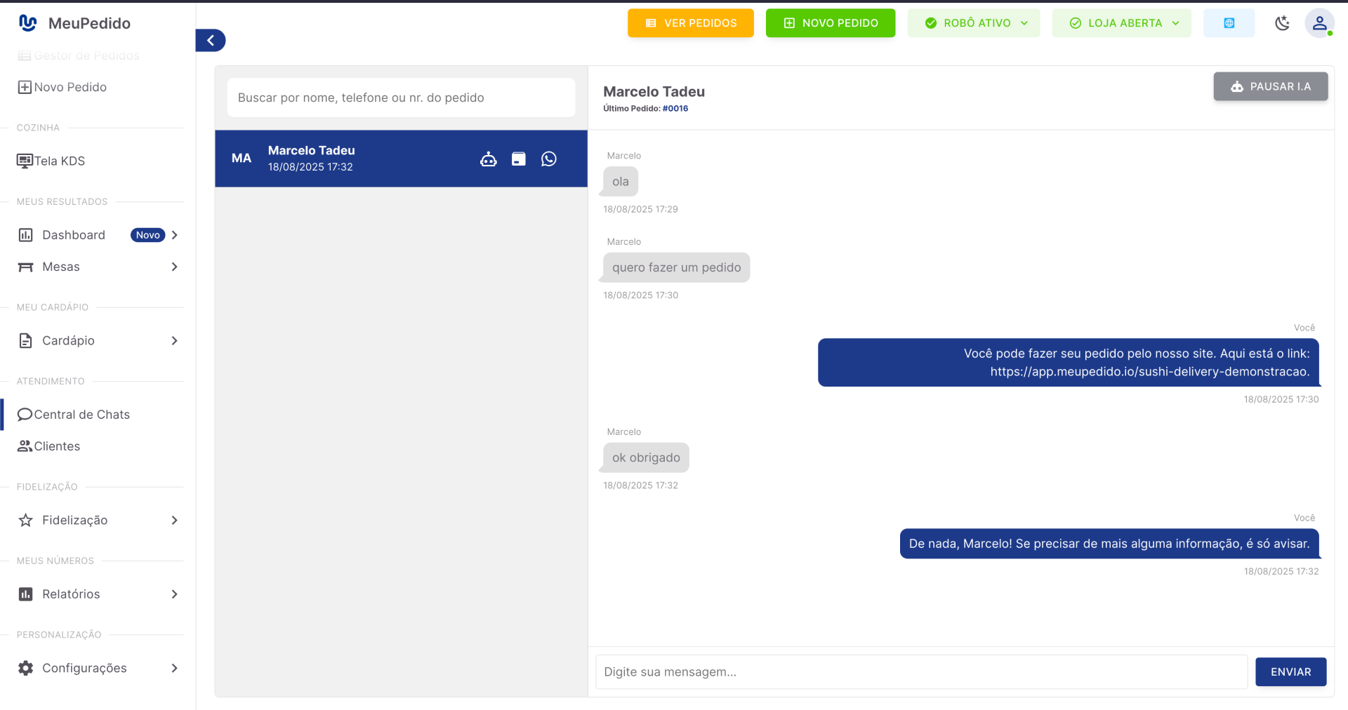 Chat para Atendimento