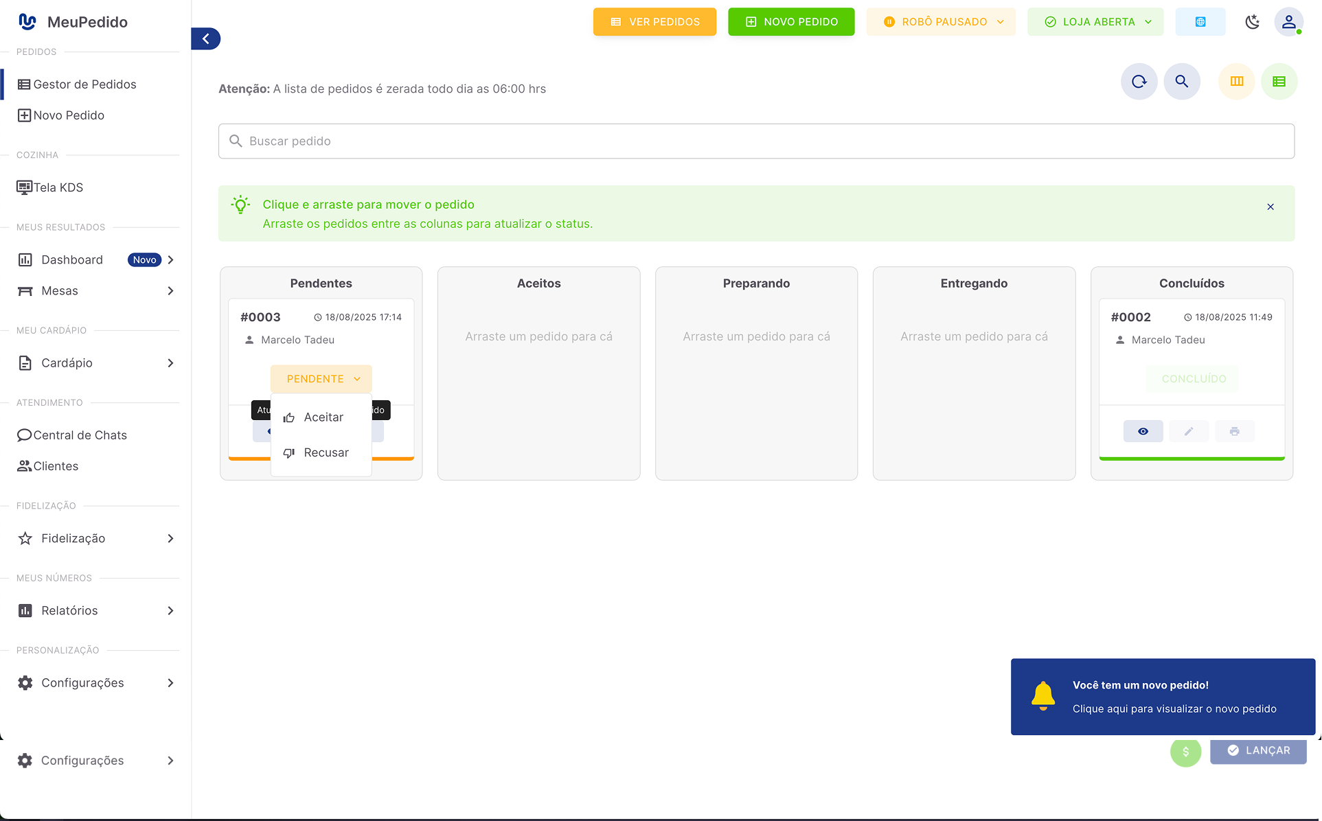Painel de Gestão de Pedidos